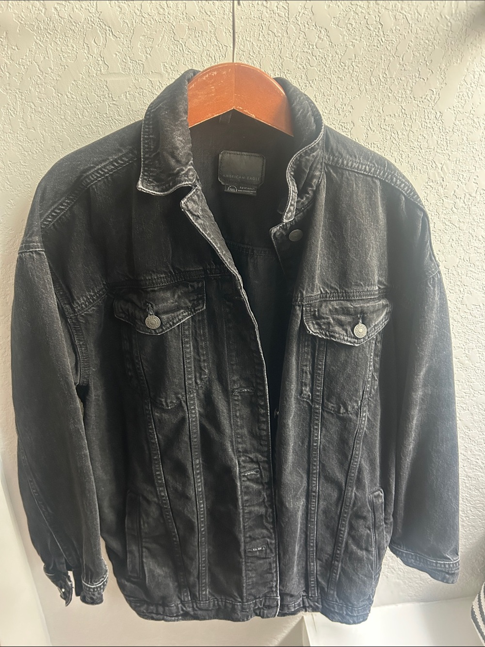 American Eagle Outfitters Black Washed Denim Jacket
